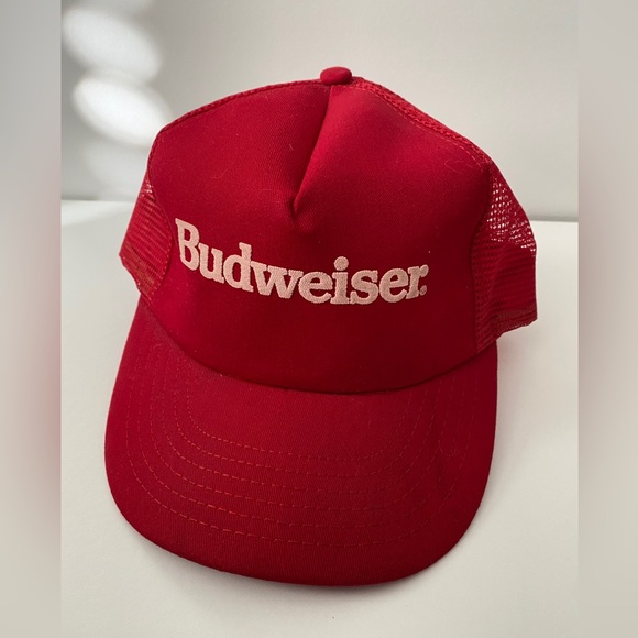 Deadstock Budweiser Puff Print Logo Mesh Hat 80’s - Picture 1 of 7